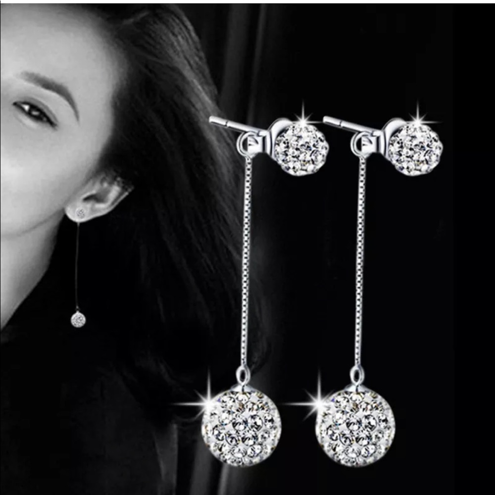 Interchangeable Rhinestone ball drop earrings